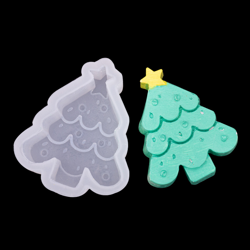 Navidad serie 3D estéreo Gingerbread Hombre árbol de Navidad molde de silicona Flip azúcar pastel decoración chocolate