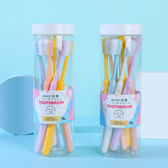 Candy-colored smiley face soft-bristled toothbrush ten-pack for adult household use in buckets ultra-fine ultra-soft affordable toothbrush factory wholesale