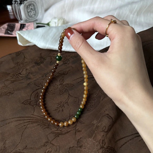 Qiemu Sugar Double Circle Bracelet Retro Jasper Accessible Luxury White Stylish Elegant Versatile Fashion High-End Jewelry for Women