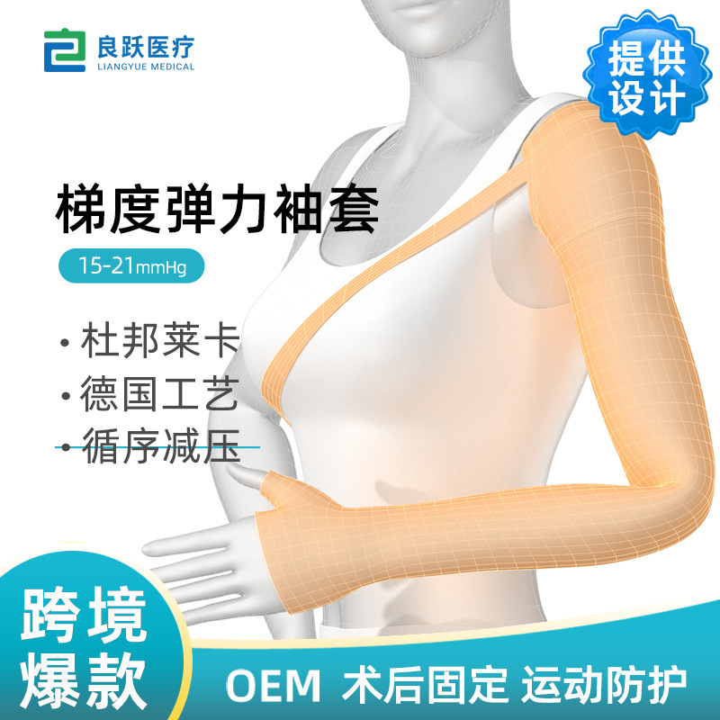 Cross-border secondary pressure cuff arm swelling after elbow tubular bandage upper limb lymphedema elastic cuff