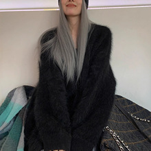 早秋新款韩系穿搭慵懒风水貂绒针织开衫宽松显瘦松弛感毛衣外套女