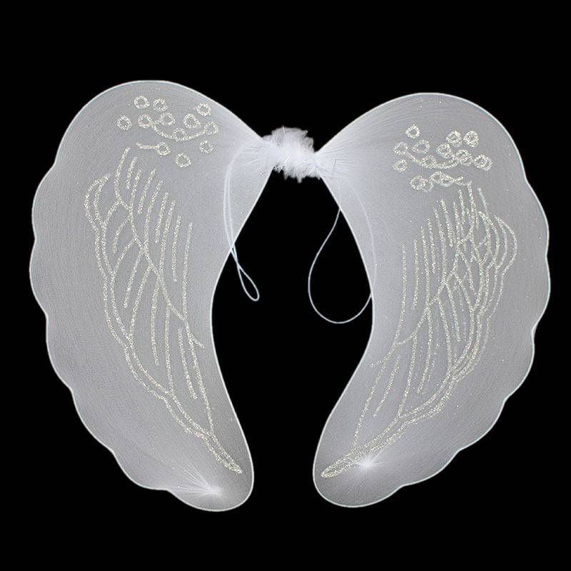 Alas de Ángel palo mágico regalo del Día de los Niños Accesorios de rendimiento falda de gasa blanca alas de plumas