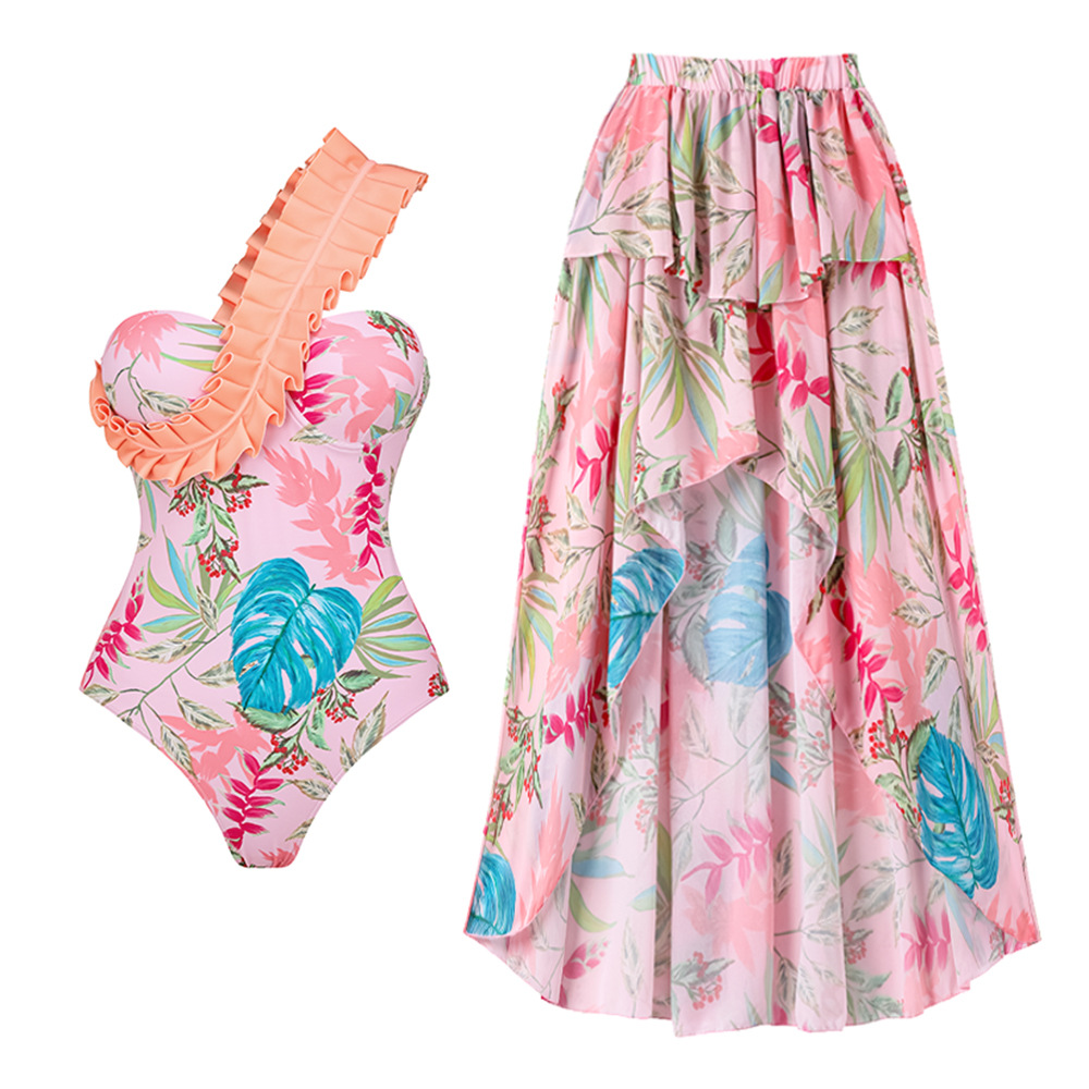 Women's Vacation Leaf Printing 2 Piece Set One Piece display picture 1