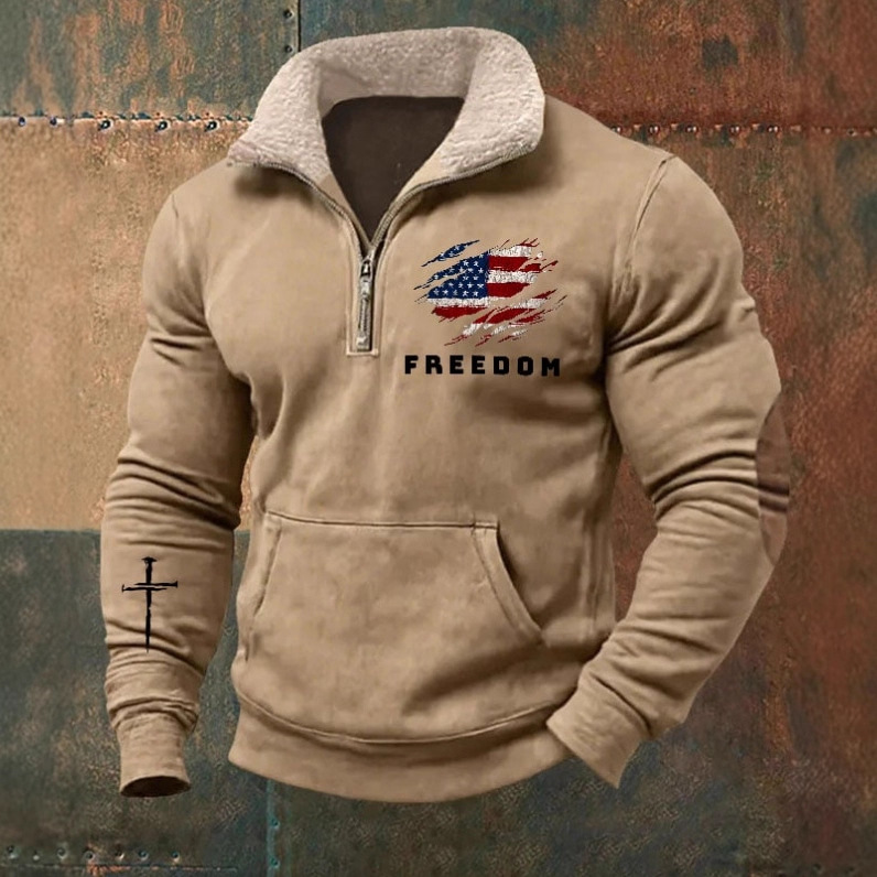 Retro 3d Digitaldruck Herren Sweatshirt Mit Stehkragen Freizeit_voghion.com