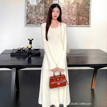 2025 新款法式小香风气质高级感名媛连衣裙羊毛针织长裙两件套