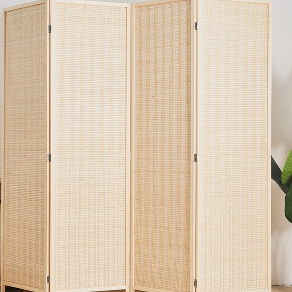 New Chinese Style Entry-Level Solid Wood Foldable Living Room Bedroom Blocking Bamboo Screen Partition Entrance Hotel School Hospital