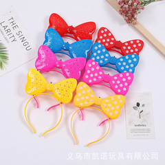 網紅髮光蝴蝶結頭扣閃光米妮頭箍演唱會晚會頭扣閃光頭飾地攤批發