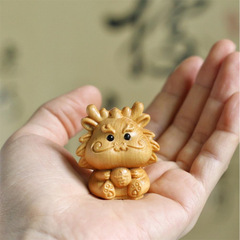 崖柏木雕吉利龍寶寶隨身文玩把件實木雕刻工藝生肖龍生日禮物桌擺