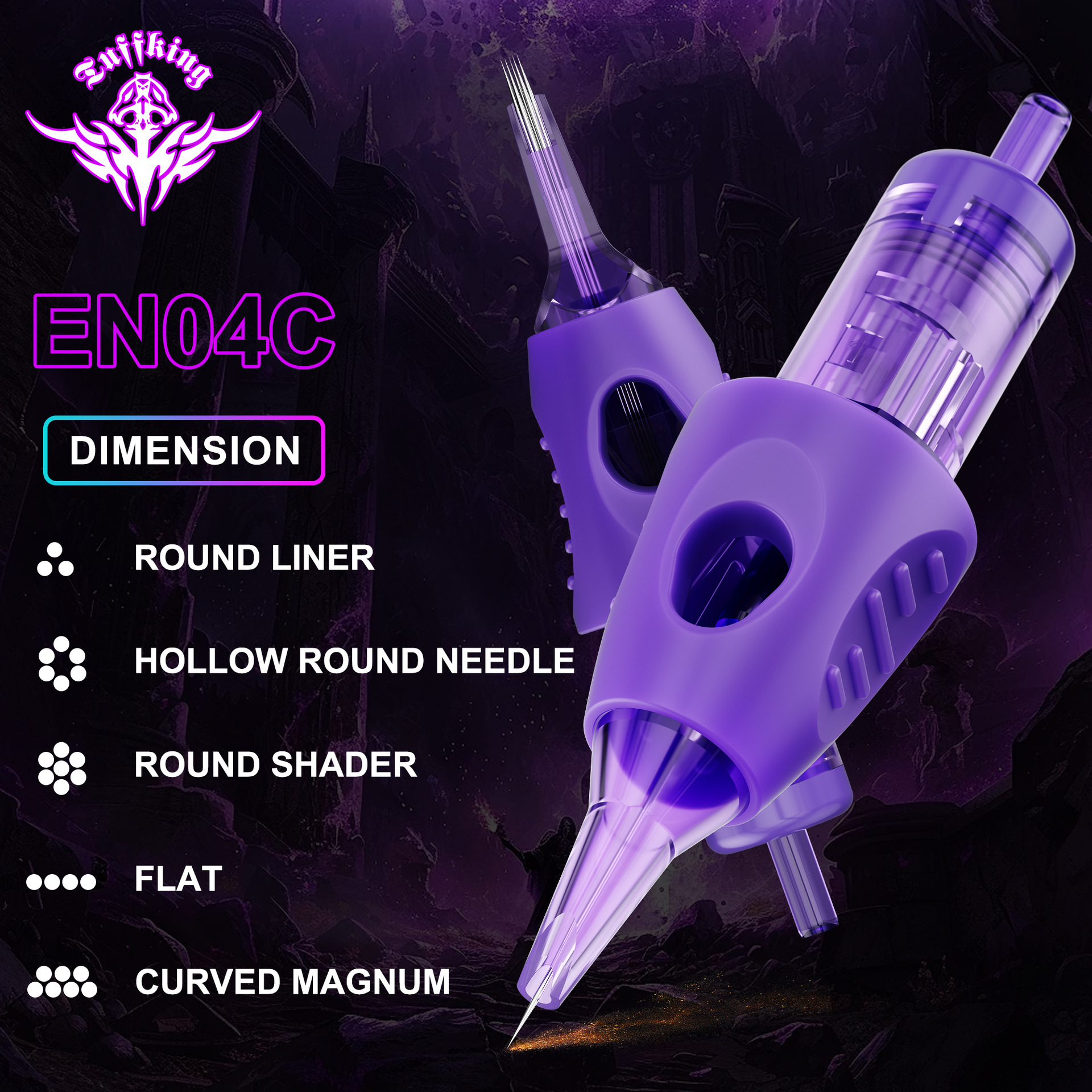 Tuffking Purple Packaging Needle Cross - Border tattoo Needle tatuaje desechable aguja integrada, Corte de alambre, niebla, equipo de tatuaje