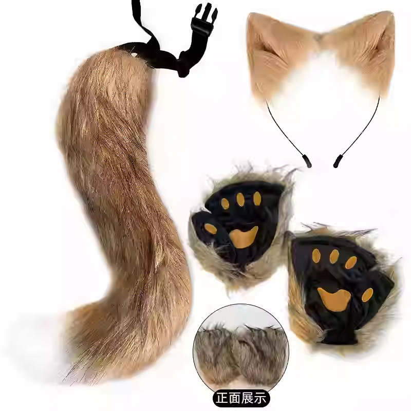 熊掌兽爪猫爪手套半指cosplay漫展道具可爱长毛绒万圣节手套欧美|undefined