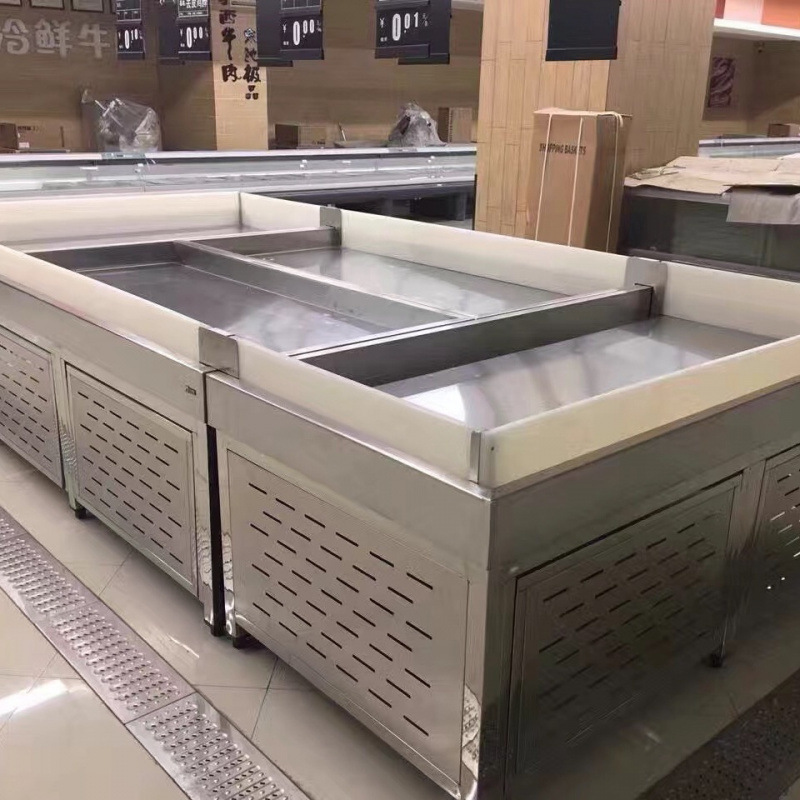超市不锈钢冰鲜台水产海鲜展示柜冷冻肉食蔬菜架水果生鲜冰台其他