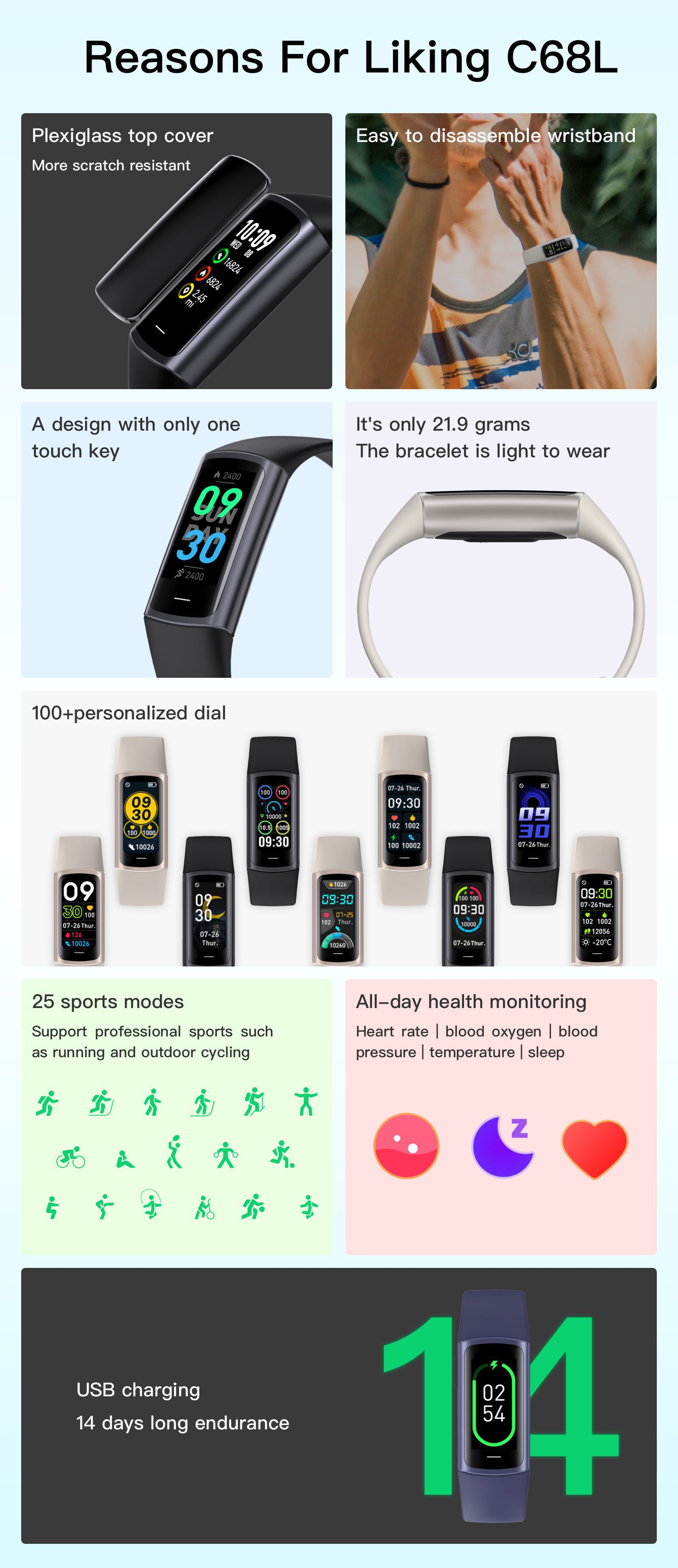 Manufacturer's cross-border private mold sports Bluetooth waterproof heart rate, blood pressure, blood oxygen, sleep health monitoring smartwatch bracelet undefined