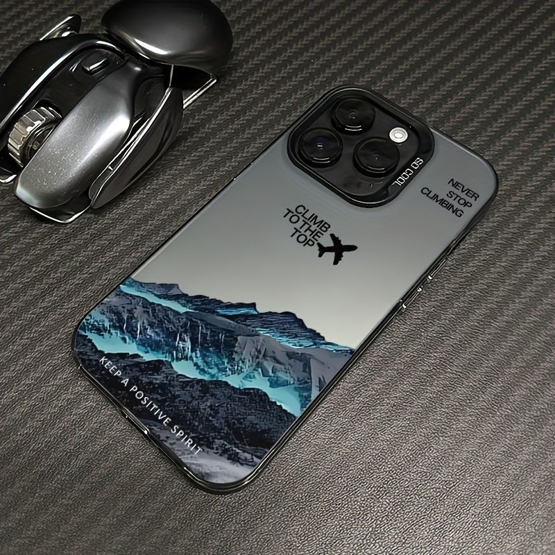 Snow Mountain Aircraft Suitable for Apple 16/15/14 Mobile Phone Case New Trendy Color Silver Case Apple 13/12/11 Casual