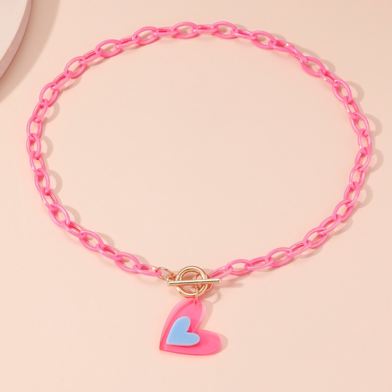 Women's Gender Simple Style Lips Heart Shape Key Arylic Pendant Necklaces Wholesale