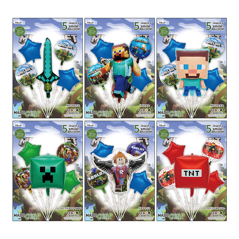 Cartoon Games My World mincraft Pixel Boy Aluminum Film Balloon suit Children's Birthday Party