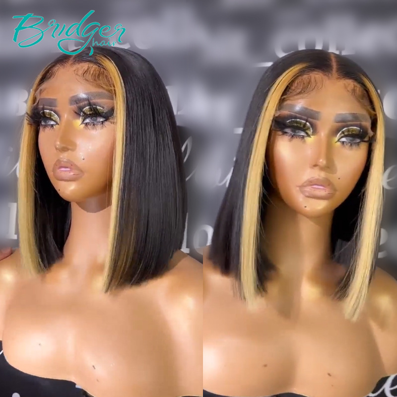 Highlight bruine bob echt haar pruik voor dames_voghion.com