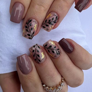 Nail beauty piece wholesale simple white edge French wear nail gold foil leaf nail piece finished product wholesale fake nail nails