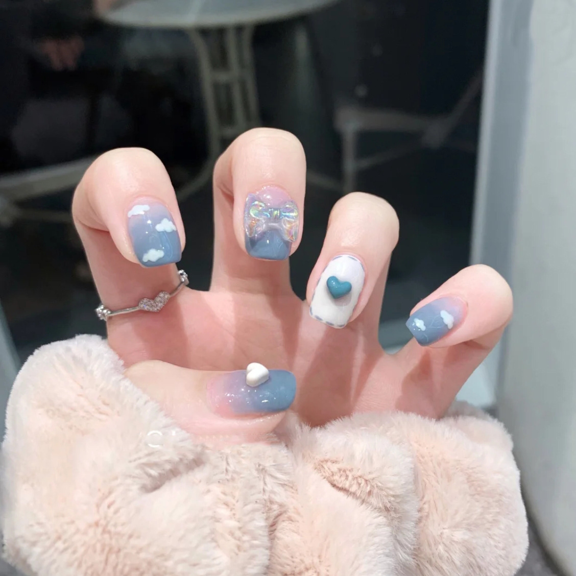 Fake Nail Patch Blue Sky White Cloud Rem...