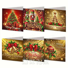 6件套钻石画DIY贺卡圣诞系列亚马逊temu跨境热销圣诞节祝福贺卡