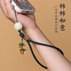 柿如意携帯ストラップ短い手首ストラップ男女瑠璃柿ペンダントキーホルダーuディスク紛失防止ロープ