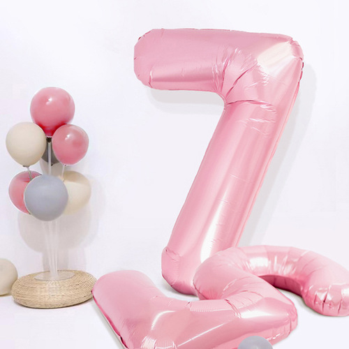 Large 40-inch baby blue baby pink number balloon children's birthday party decoration aluminum film balloon