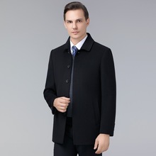 高级感男装双面呢夹克外套秋冬商务休闲保暖翻领行政羊毛茄克上衣