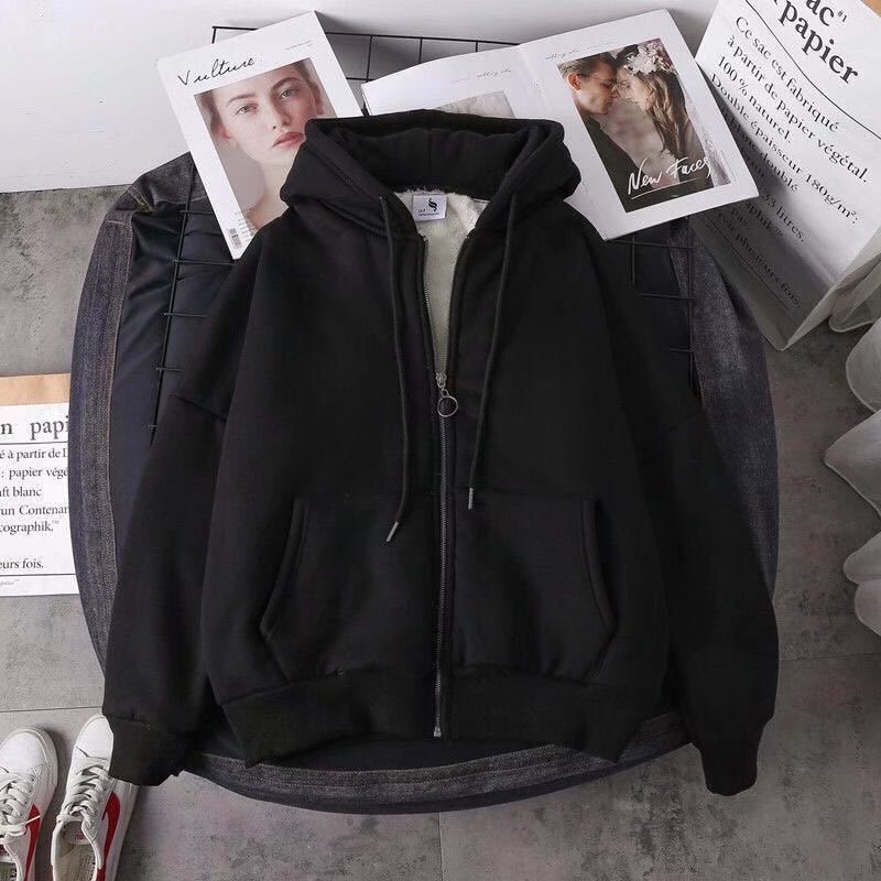 Autumn and Winter Fleece-lined Thickened Jacket Sweater Men's Winter Korean-style Loose Warm-keeping Student's Instagram Style Fashionable Top for Couple