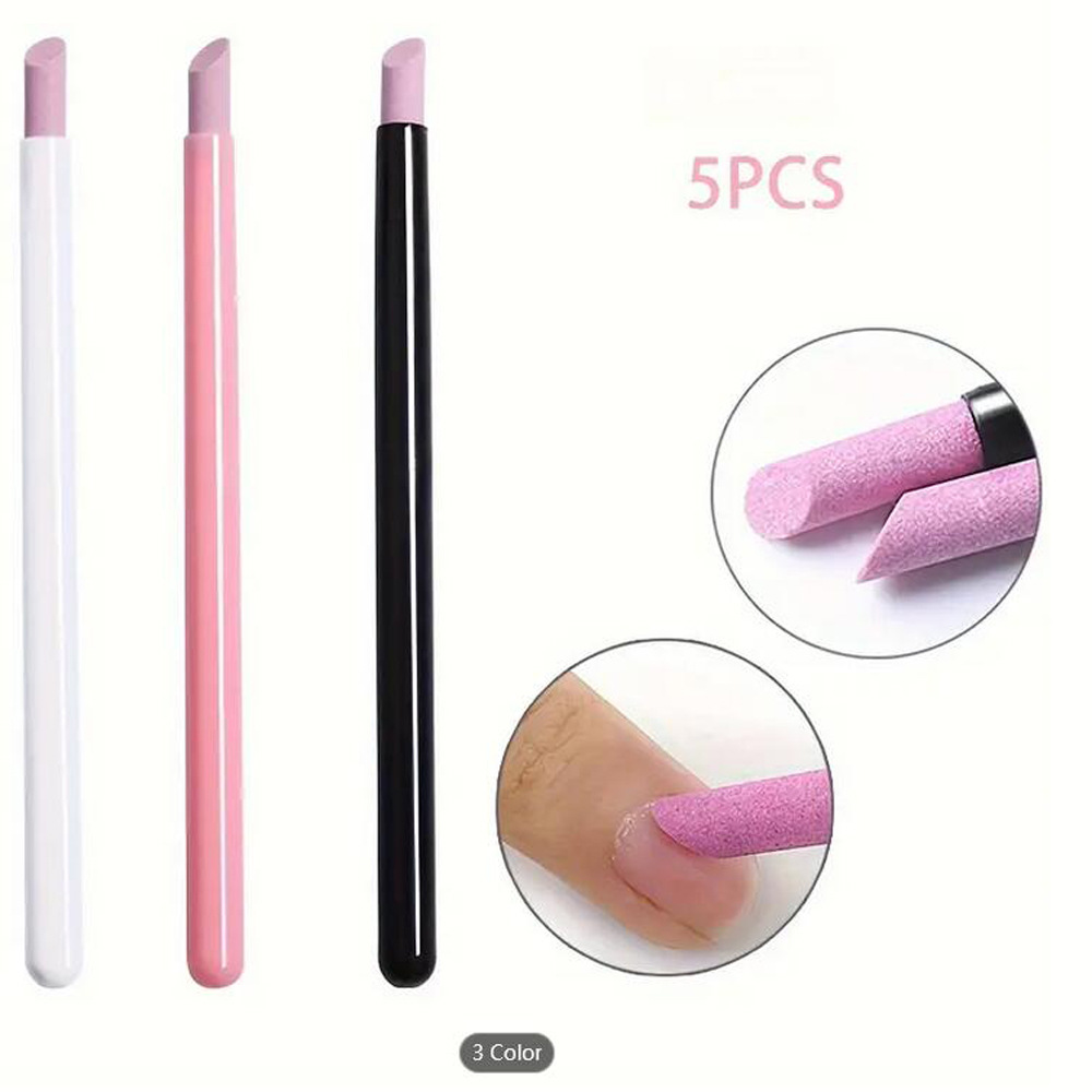 5-Piece Set of Nail Polishing and Carving Pens, Quartz Nail Pens in Pink, White, and Black for Nail Polishing and Carving