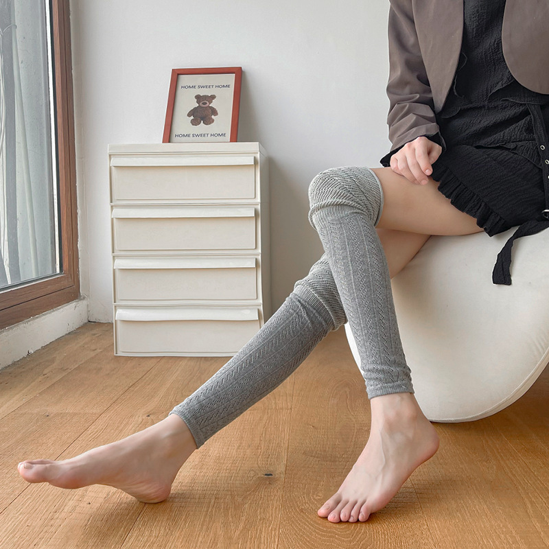 Soft wind Knee High Socks Thin Hollow Leg Covering Ins Korean Version Loose Mouth Pile Boots Socks Hot Girl Trendy Socks 
