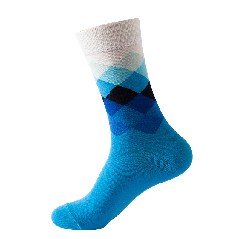 Chaussettes mi-mollet style Ins 2025d pour femme, motif losanges, tendance, unisexes, pour homme_voghion.com