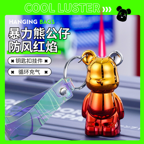 Metal violent bear lighter gas internet celebrity ins birthday gift lighter keychain electroplating creative