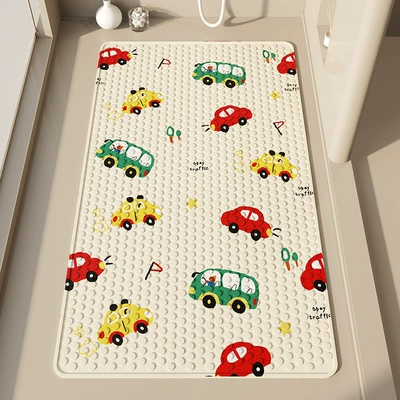 Avtomobil döşəmə paspasları — Shower Mat, Children's Bath Mat - cartoon-car-40x70cm-affordable-model