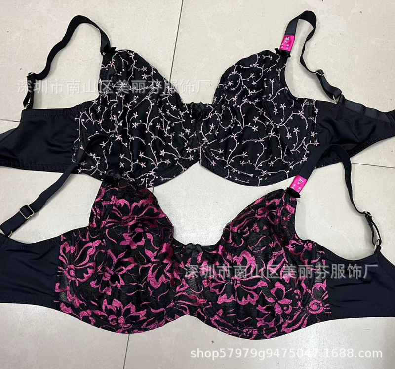 Special size factory wholesale large cup bra foreign trade large size underwear GHKJ cross border embroidery