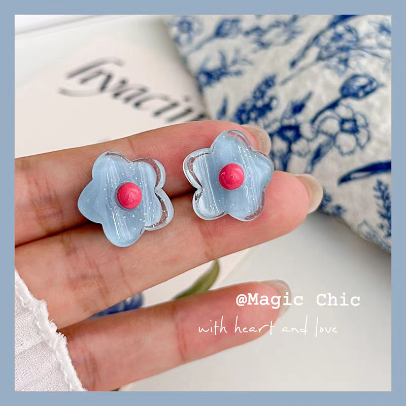 夏の落書き〜ピアスのない女性のためのカラフルな花のイヤークリップ 2023 新しいホットスタイル y2k 気質甘いイヤリング