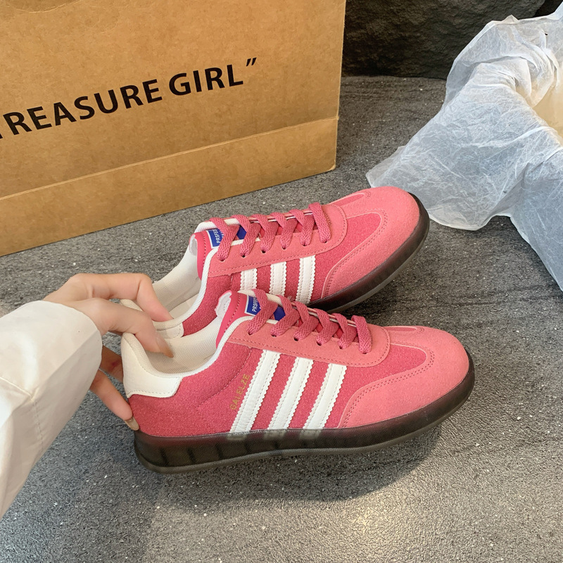 德训鞋女2025年夏季新款皮质平底小白鞋拼色复古百搭运动休闲板鞋|undefined