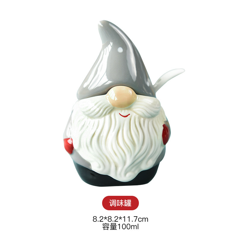 Santa condimento frasco de cerámica creativa condimento almacenamiento nórdico ins con tapa condimento frasco conjunto