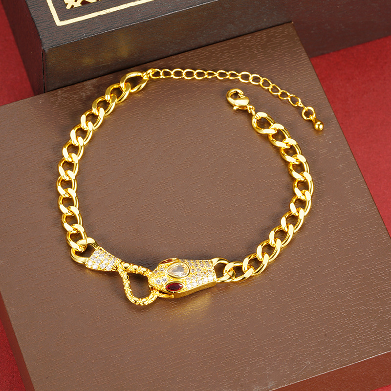 Brazalete de oro de arena de Vietnam cabeza de serpiente micro-incrustado retro zodiaco Yiwu acessorios chapados en oro fábrica directa joyas al por mayor