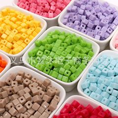 【一斤装】5mm马卡龙色系方块亚克力散珠 手工diy手机链串珠材料