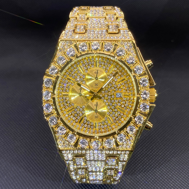 European and American Hot-Selling Brands, Fashionable Full-Diamond Hip-Hop High-Quality Men's Quartz Watches, Trendy Star-Studded Wristwatches European and American Hot-Selling Brands, Fashionable Full-Diamond Hip-Hop High-Quality Men's Quartz Watches, Trendy Star-Studded Wristwatches