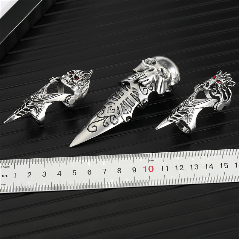 Punk Spell Skull Hollow Lion Bendable Ring display picture 2