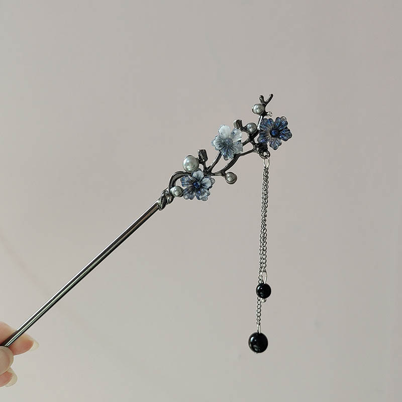 国风简约花朵流苏发簪女小众设计复古高级感盘发簪子发钗古风发饰