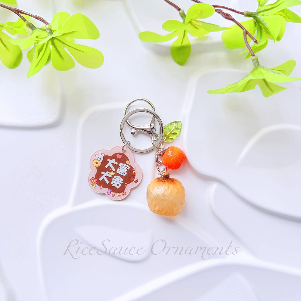 Acrylic Fruit Keychain Pendant, Cute Mini Charm with Leaf Tag, Single or Multi‑Piece Options