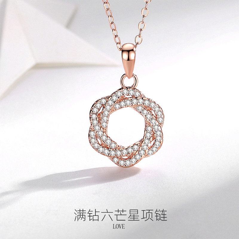 S925 plata esterlina europeo y americano transfronterizo collar transfronterizo guirnalda todo partido clavícula cadena completa diamante flor colgante clavícula cadena