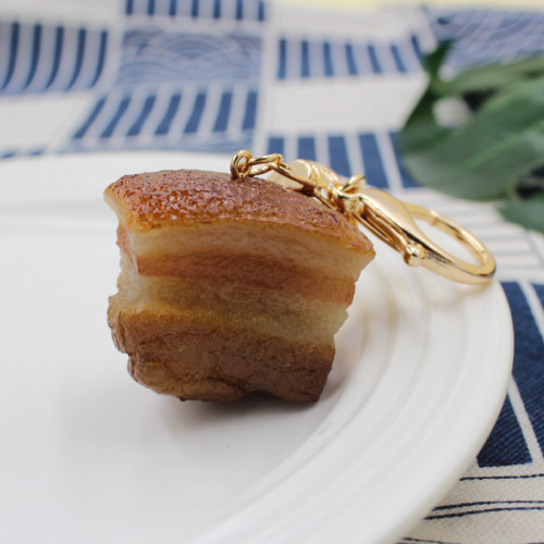 Student Day creative personality simulation braised pork key chain gift Dongpo pendant food school bag key pendant