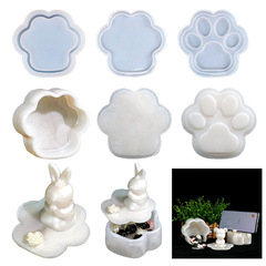 Proudly DIY Drop Gel Mold New Flat Lid Cat Paw Storage Box Silicone Mold Cross-border Exclusive Supply