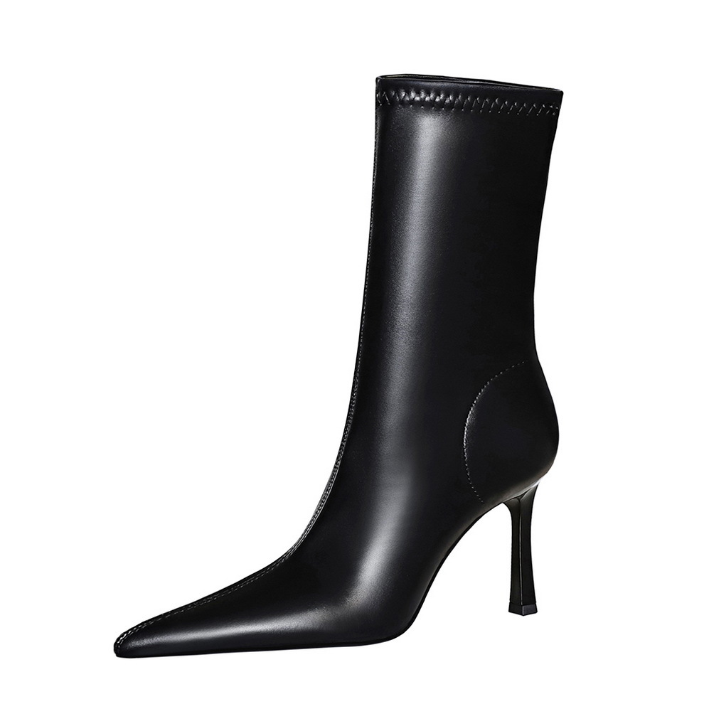 325-12 European And American Style Simple Stiletto Ultra-high Heel Party Short For Women, Pointed Toe, Slimming_vogvips.com