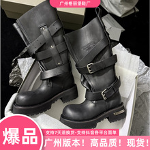 巴黎同款~毒液黑色骑士靴女2025新款厚底长筒女士靴子酷拽机车靴