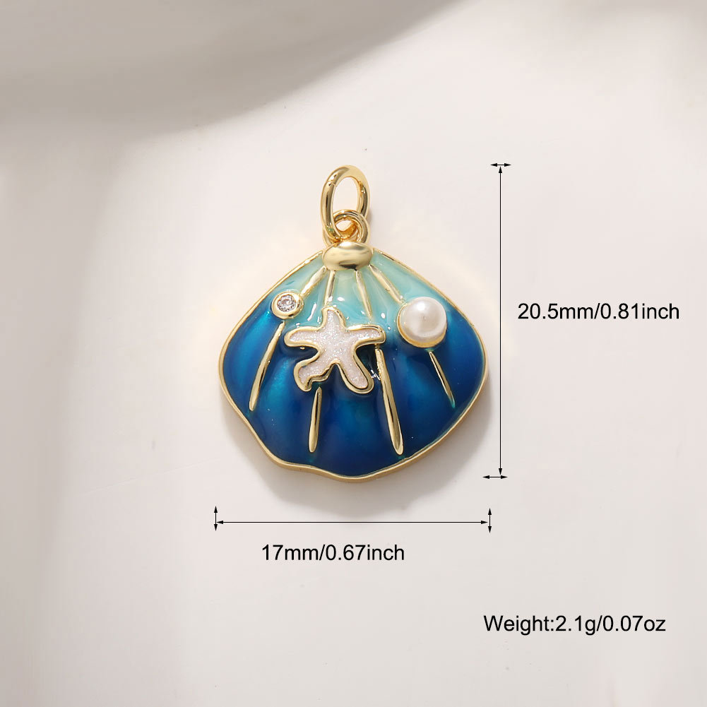 2g Weight Pendant Jewelry Making Type DIY Jewelry Accessories Classification 1 Piece Quantity Copper Material Starfish, Conch, Dolphin, Hippocampus, Fish Pattern All Seasons Season Enamel, Plating Design Cute, Marine Style Style 1 Piece Copper Starfish Conch Dolphin Pendant DIY Jewelry Accessories 2