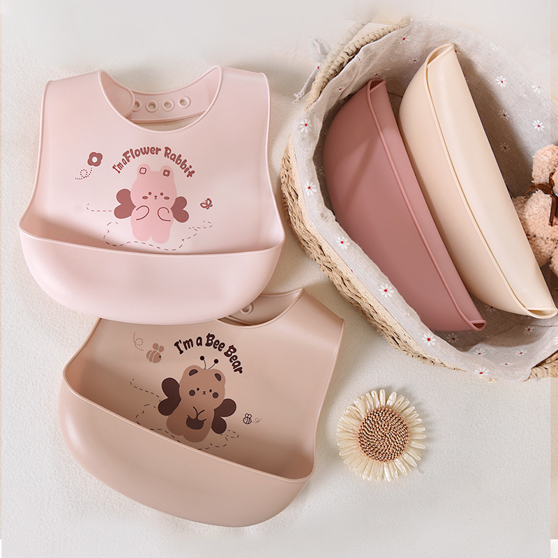 Babero de Alimentación Infantil Grande de Silicona de Grado Alimenticio, Impermeable, para Bebés