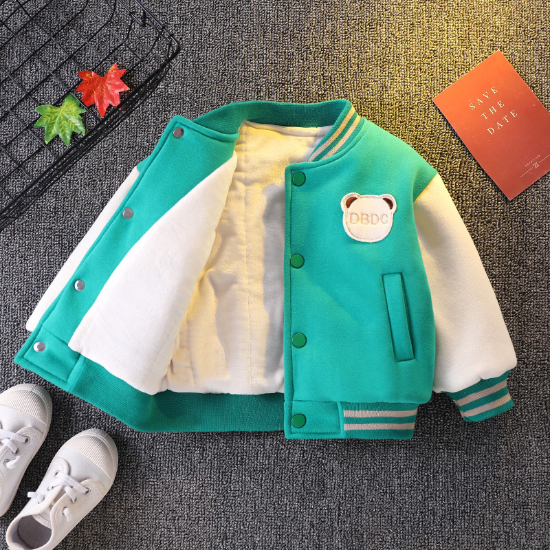 男児の冬服とベルベットのコートの洋気男の赤ちゃんが野球服を厚くして、子供の綿服のジャケットの綿服が代理である|undefined